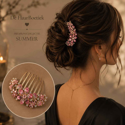 Summer haarspeld licht roze diamant voor feestlooks en braids - De HaarBoetiek