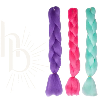 Glow in the Dark Bundel Deal Invlecht Haar Roze Paars Blauw 60cm – Set van 3