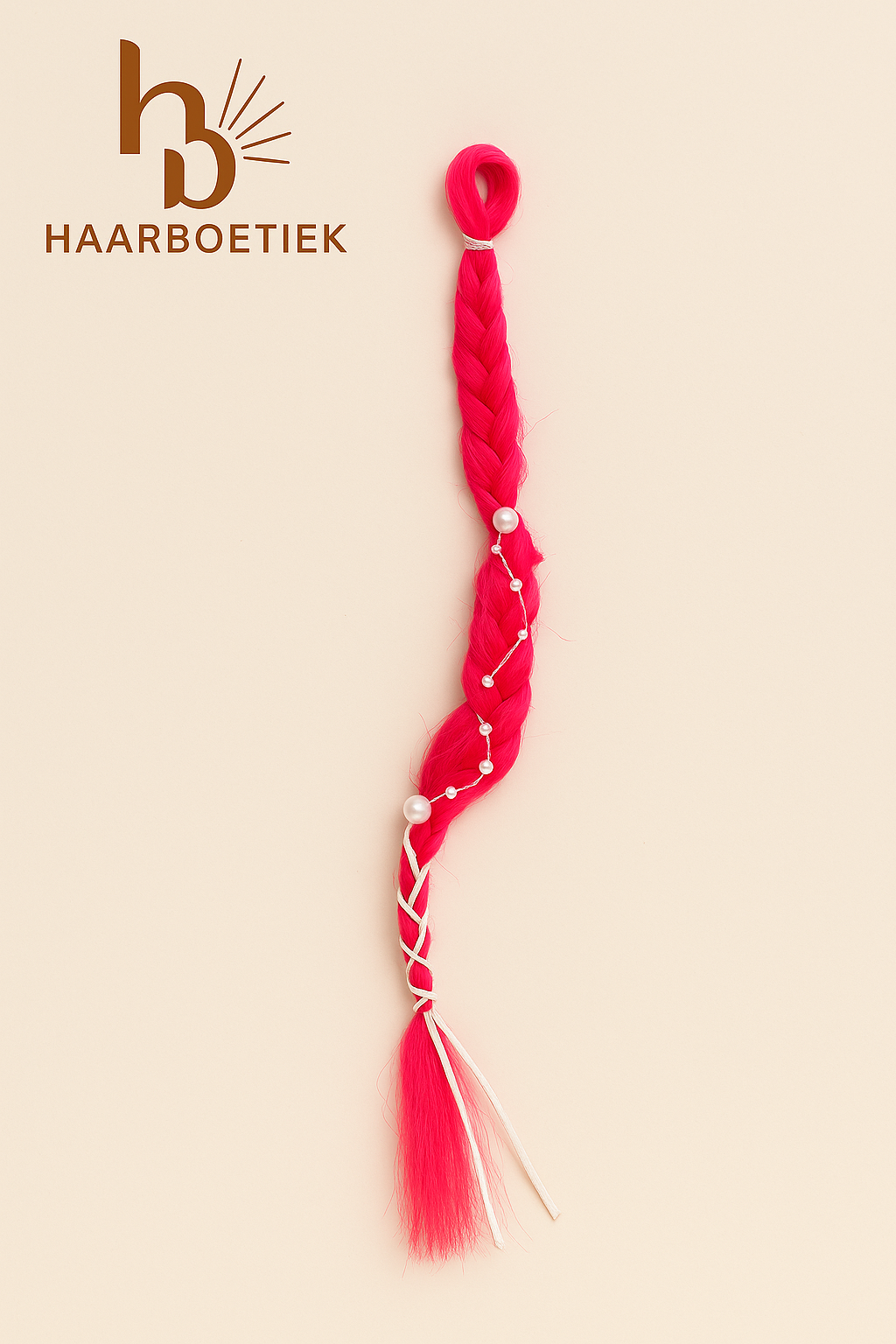 Braid clip in roze - parel | De haarboetiek