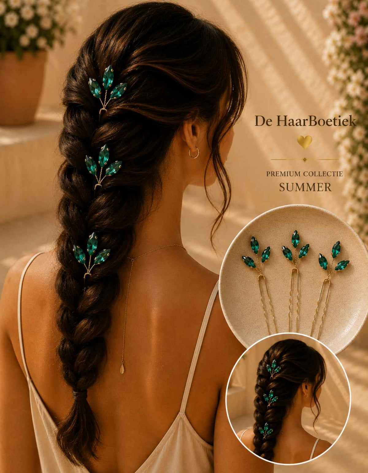 Summer strass schuifspelden groen haaraccessoire - De HaarBoetiek