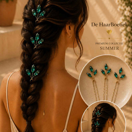 Summer schuifspelden groen stras glitter haaraccessoire voor haar - De HaarBoetiek