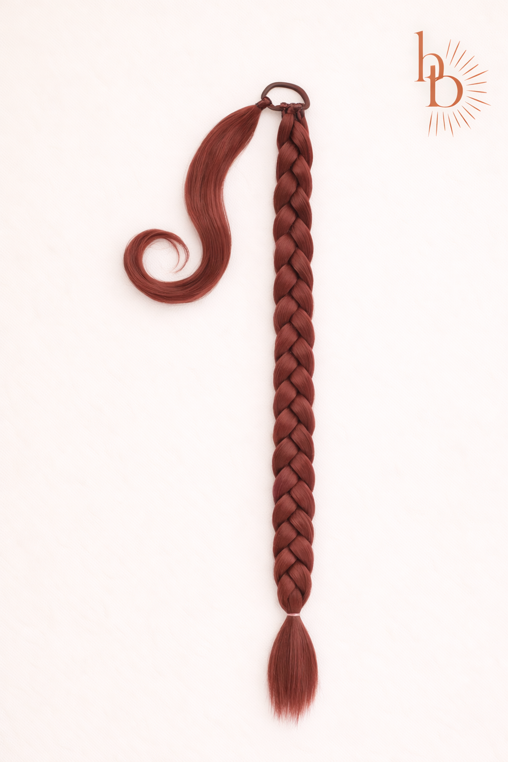 Premium vlechtstaart bordeaux 70cm braid ponytail op elastiek - De HaarBoetiek