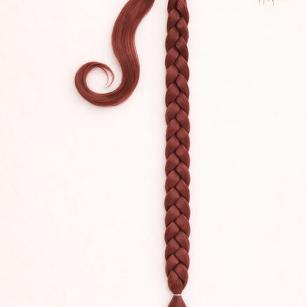 Premium vlechtstaart bordeaux 70cm braid ponytail op elastiek - De HaarBoetiek
