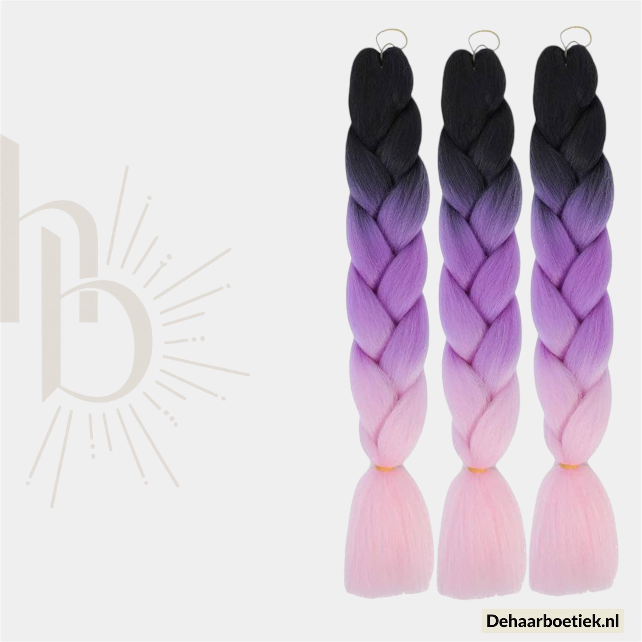 Braid bundel pakket ombre zwart - paars - roze invlecht haar | De haarboetiek