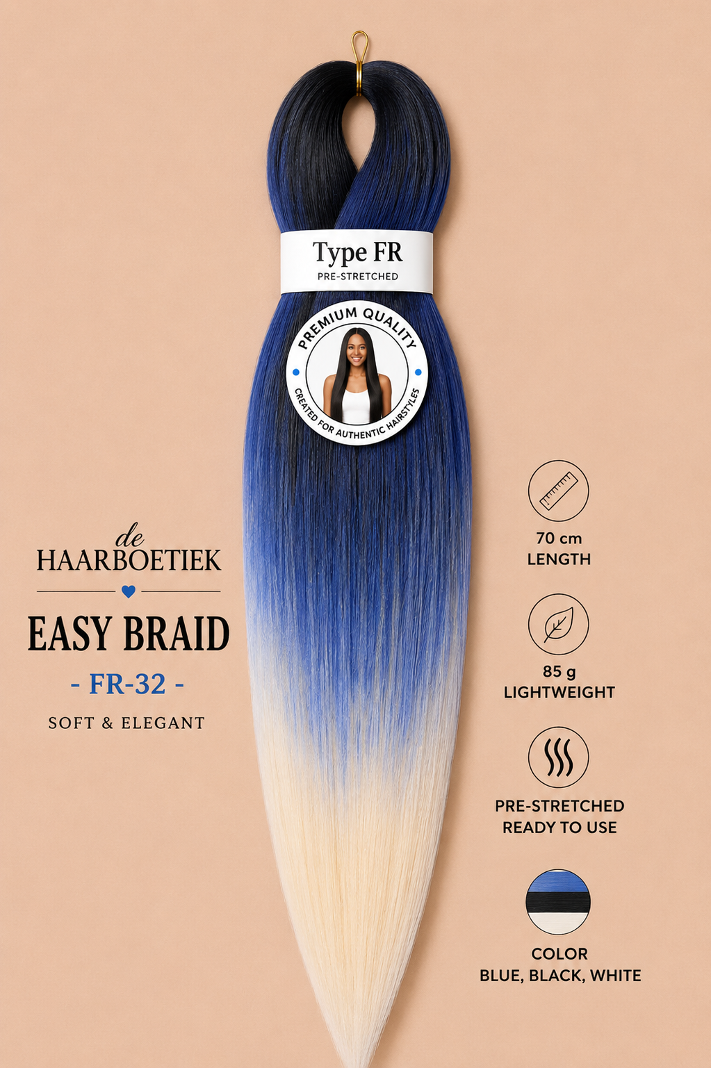 Easy braid ombre blauw blond