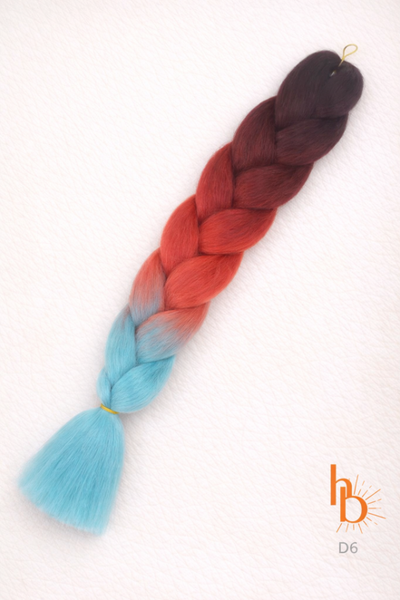 Premium invlecht haar zwart - rood - licht blauw | de haarboetiek