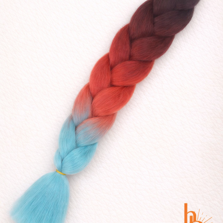 Premium invlecht haar zwart-rood-licht blauw - De HaarBoetiek