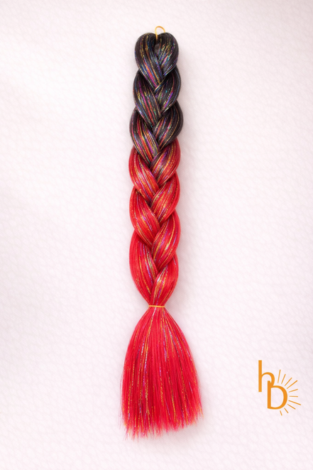 Premium shine invlecht haar zwart - rood | de haarboetiek