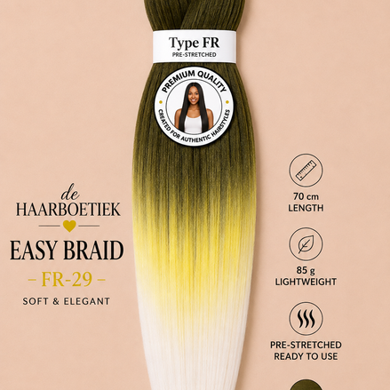 Easy braid invlechthaar bruin, geel en wit ombre