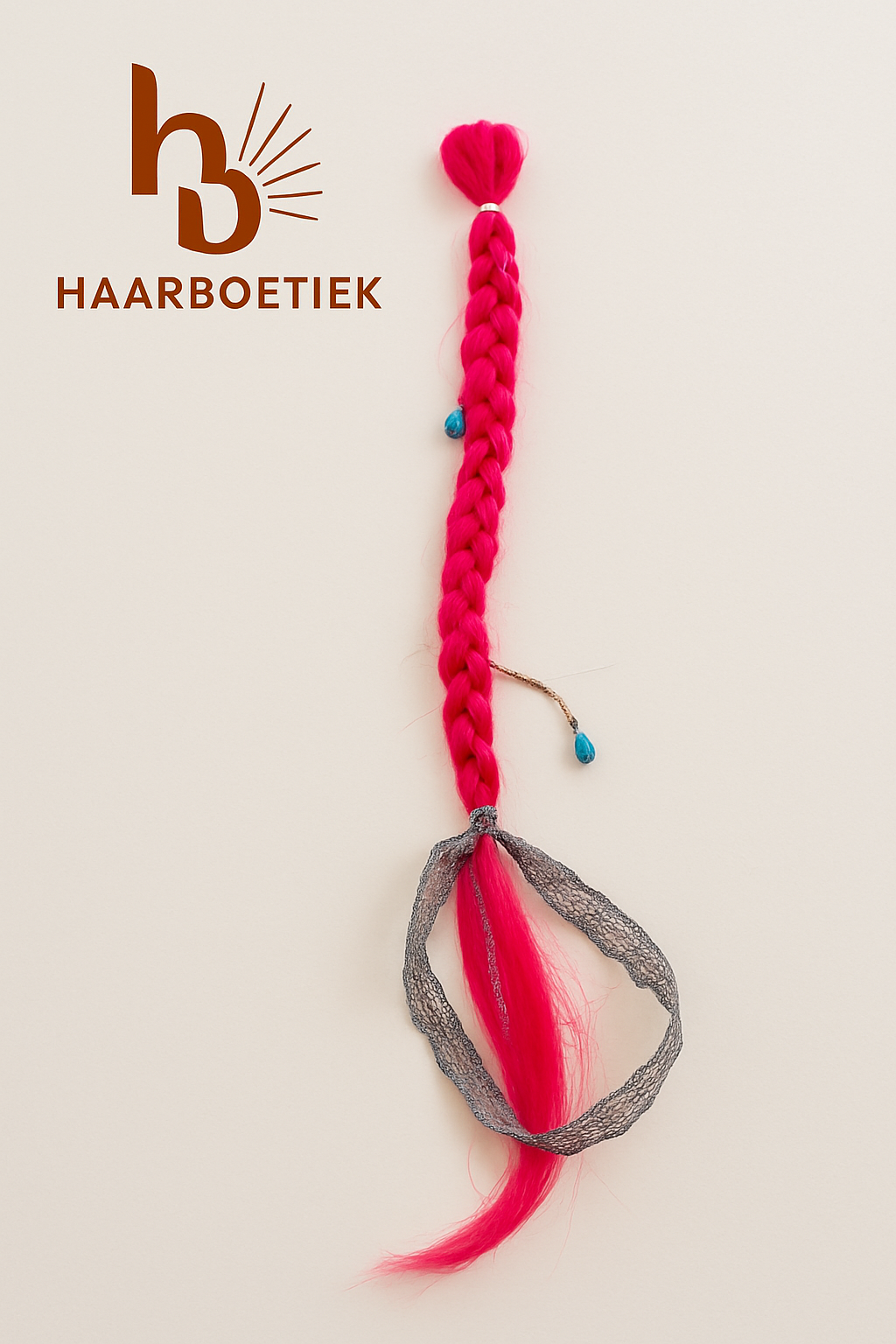 Clip in braid vlecht roze - blauw - grijs