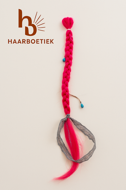Clip in braid vlecht roze - blauw - grijs