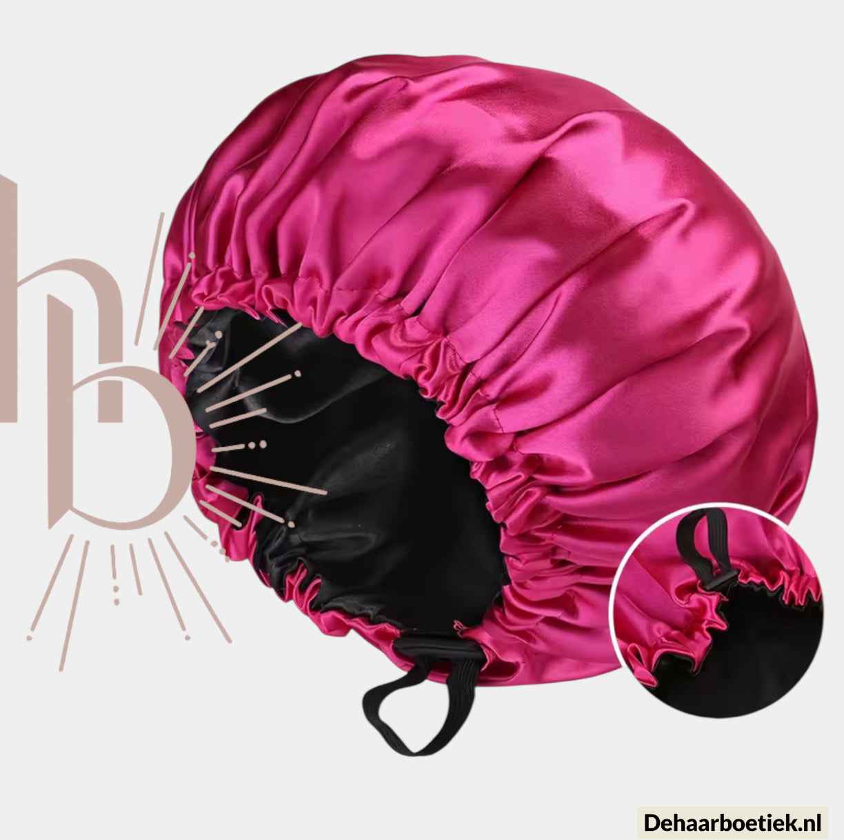 Verstelbare ademende satijnen slaapmuts roze - De haarboetiek