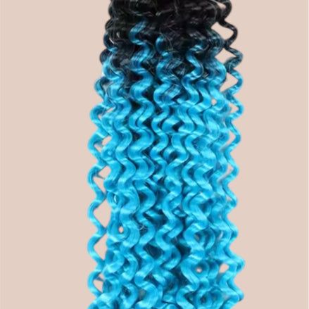 Afro curls invlecht haar ombre zwart-licht blauw - De HaarBoetiek