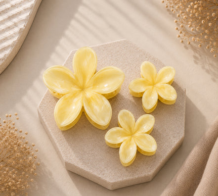 Summer Flower haar clip set licht geel