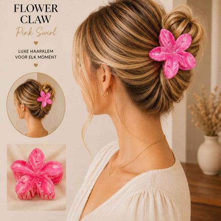 Summer bloem klem marble roze haaraccessoire voor zomerlooks - De HaarBoetiek