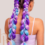 Mermaid bundel invlecht haar licht blauw paars lila – foto 3 - De HaarBoetiek
