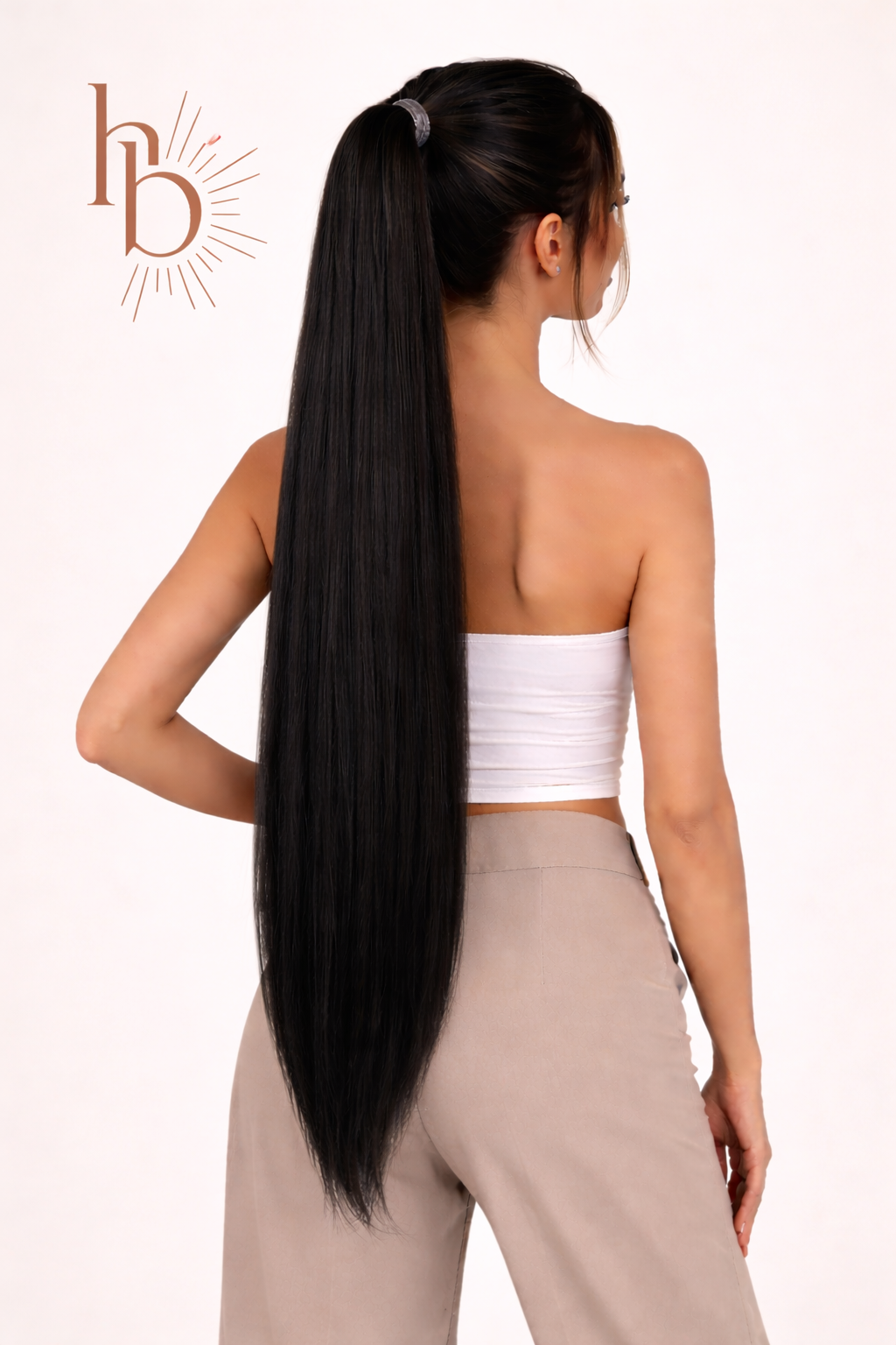 XL vlechtstaart zwart 80cm braid ponytail op elastiek - De HaarBoetiek
