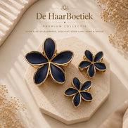 Summer flower haarclip set goud zwart haaraccessoire – foto 2 - De HaarBoetiek