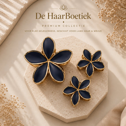 Summer Flower haar clip set goud - zwart
