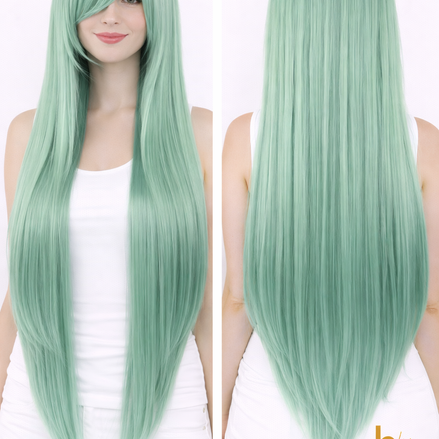 Premium dames pruik mint stijl 80cm voor feestlooks en carnaval - De HaarBoetiek