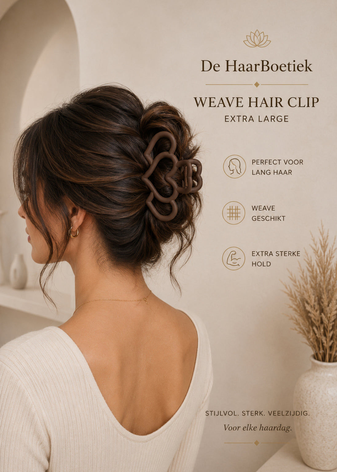 Weave haar clip Brown hearts