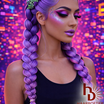 Invlecht Haar Lila 60cm – Losse Bundel voor Braids en Vlechten