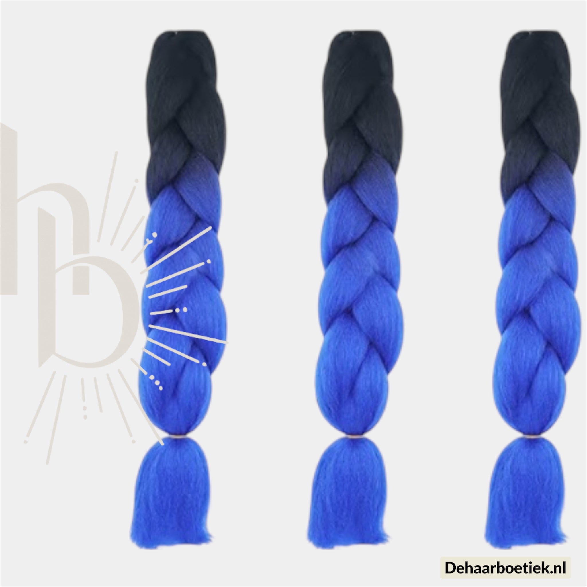 Bundel deal ombre zwart - blauw invlecht haar | De haarboetiek