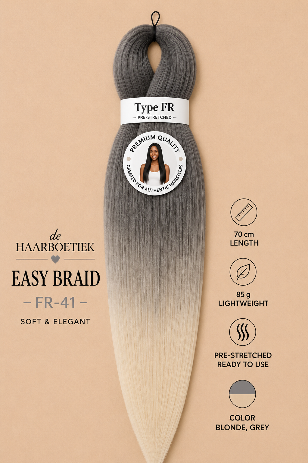 Easy braid ombre licht grijs blond