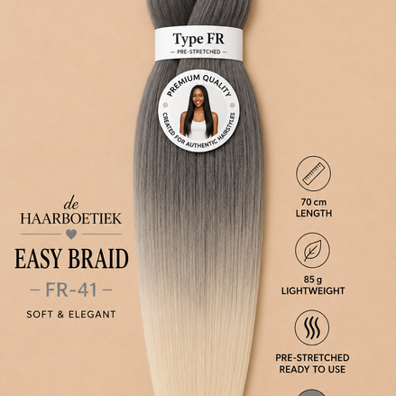 Easy braid invlechthaar licht grijs-blond ombre