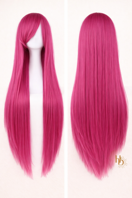 Premium dames pruik donker roze | De haarboetiek | 80 CM