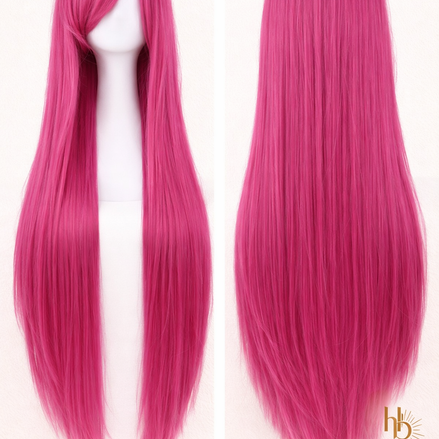 Dames Pruik Donker Roze 80cm - De HaarBoetiek