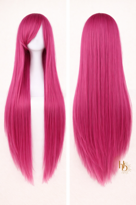 Premium dames pruik donker roze | De haarboetiek | 80 CM