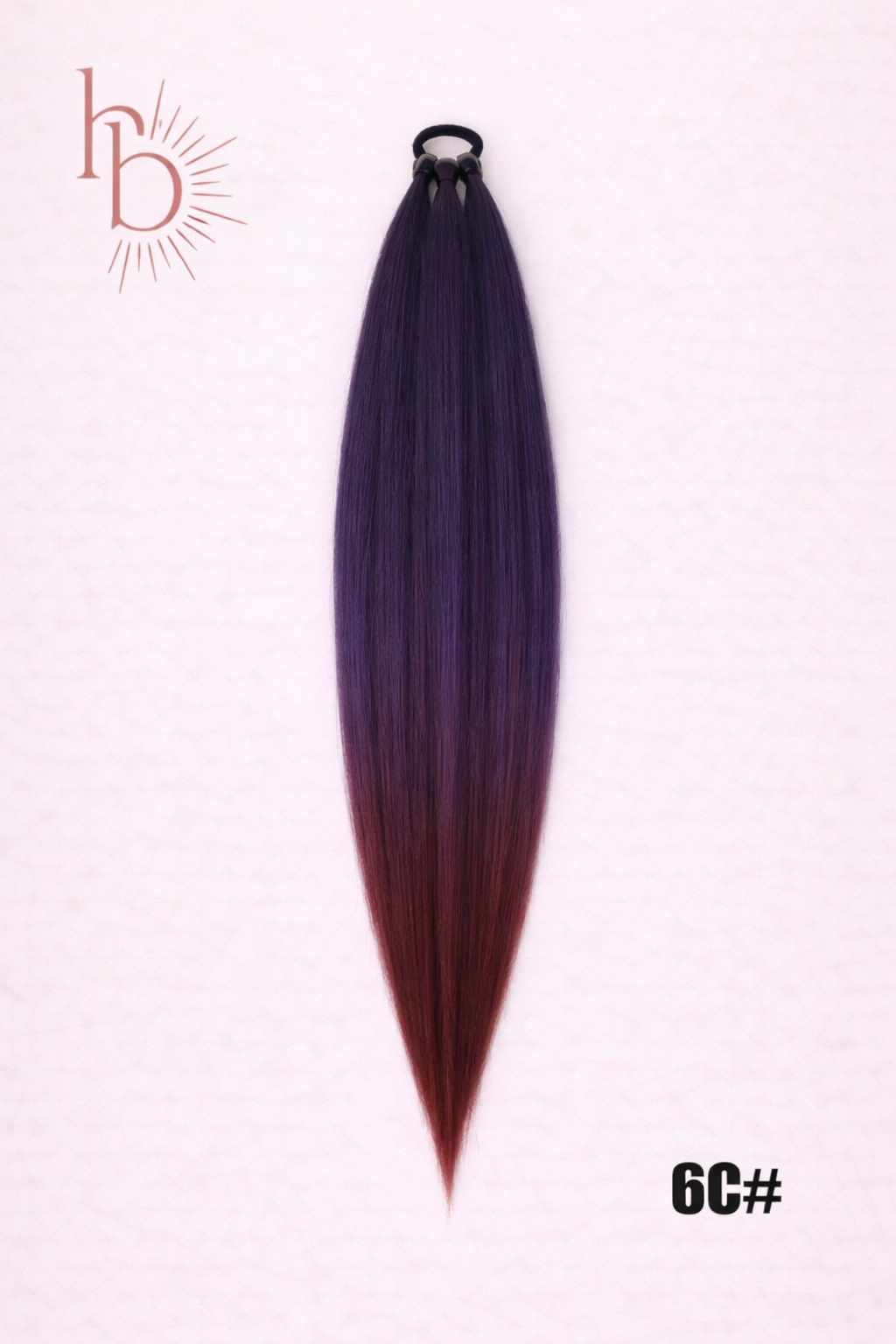 Sleek ponytail paars rood 65cm strakke paardenstaart - De HaarBoetiek