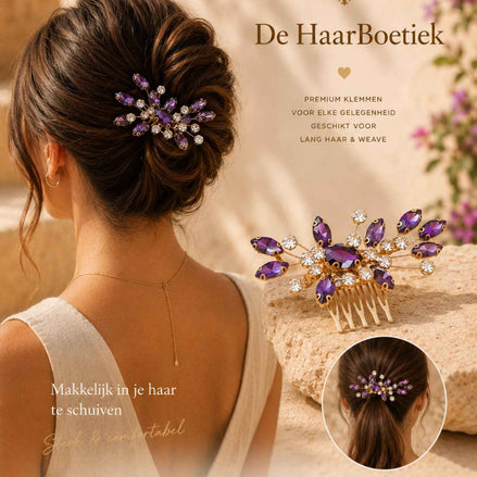 Summer sparkle strass kram paars glitter haaraccessoire voor haar - De HaarBoetiek