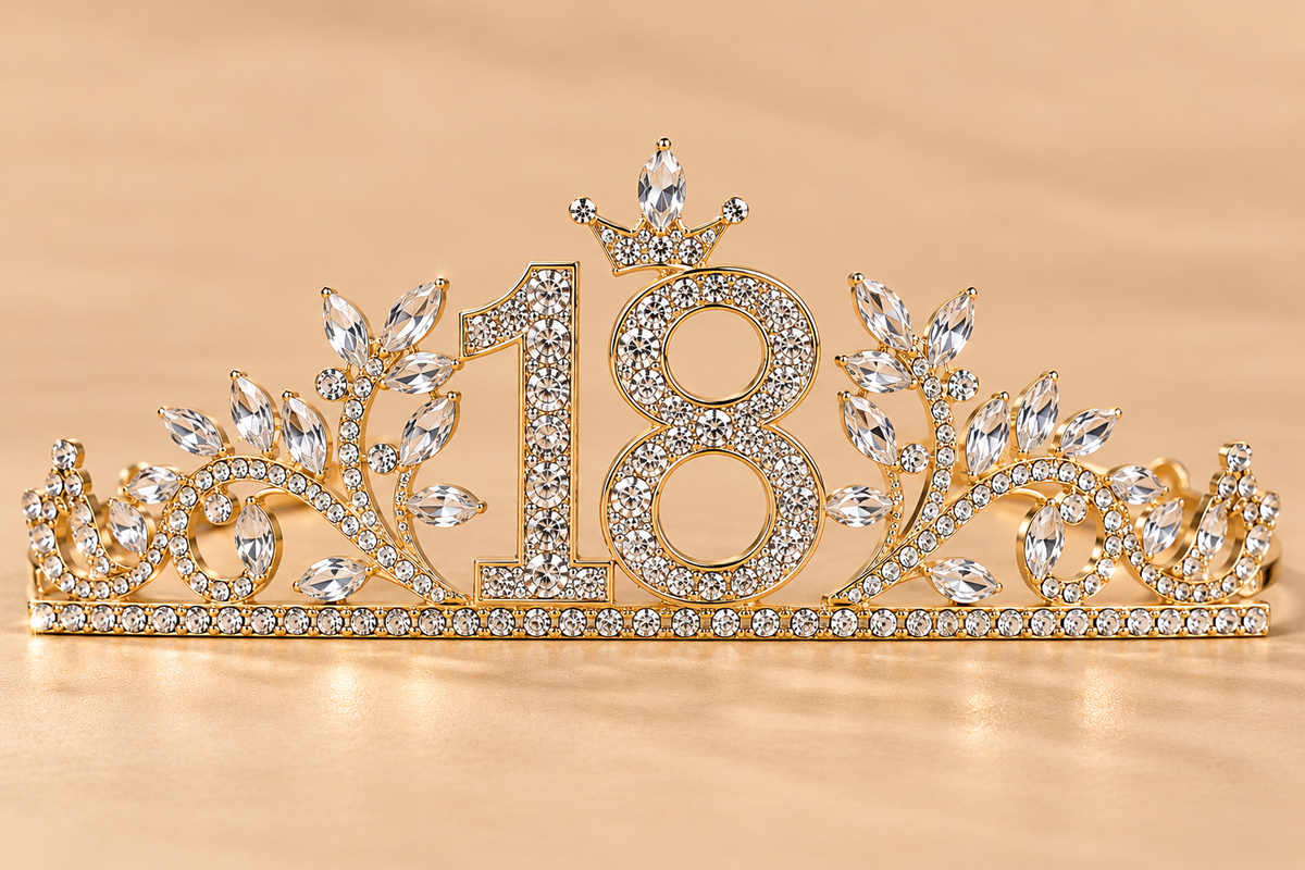 18 Jaar Verjaardagstiara – Goud met Strass – De HaarBoetiek