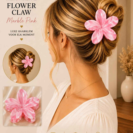 Summer bloem klem roze wit haaraccessoire voor zomerlooks en strand - De HaarBoetiek