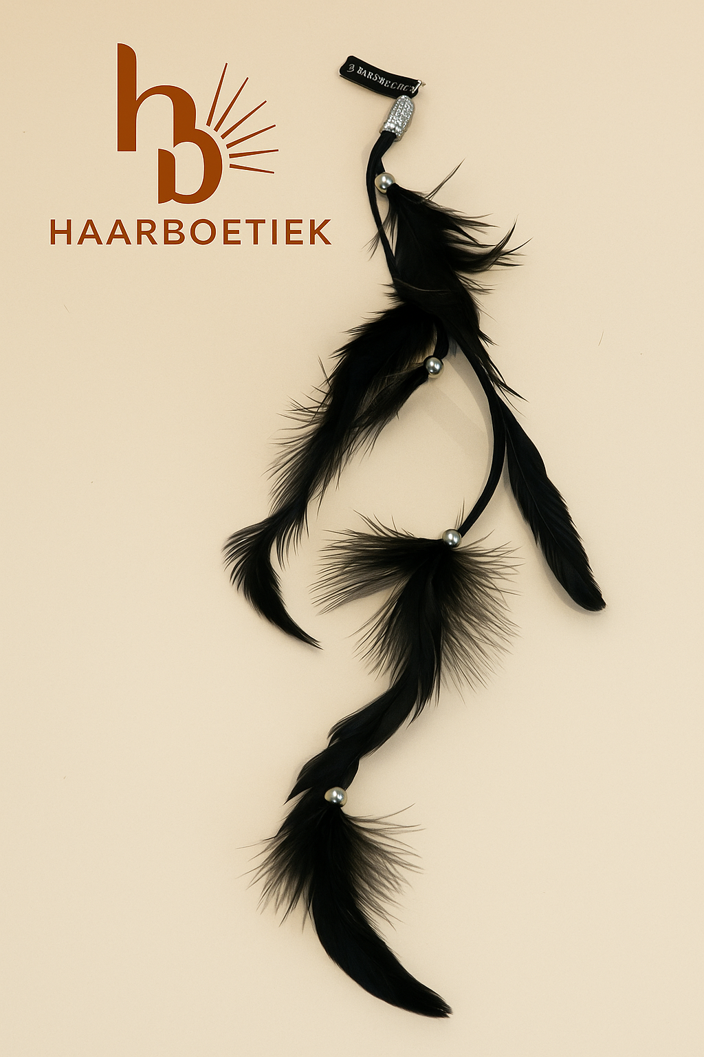 All feather clip in zwart