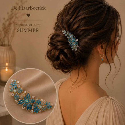Summer diamant schuifspeld licht blauw voor haar en weave - De HaarBoetiek