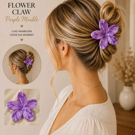 Summer bloem klem marble paars haaraccessoire voor zomerlooks - De HaarBoetiek