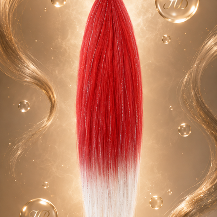Invlecht haar glitter rood wit ombre 60cm voor braids en vlechten - De HaarBoetiek