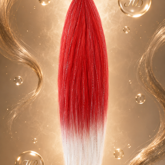 Invlecht haar glitter rood wit ombre 60cm voor braids en vlechten - De HaarBoetiek