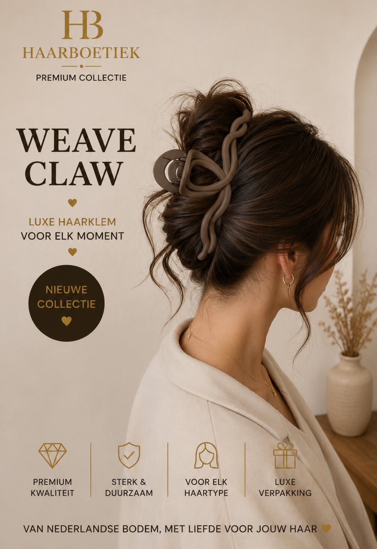 Weave haarklem mat bruin haaraccessoire - De HaarBoetiek