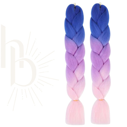 Unicorn Bundel Deal Invlecht Haar Pastel Roze Lila Blauw 60cm – Set van 2