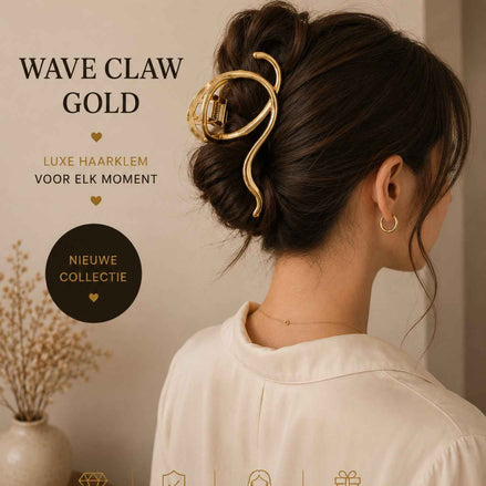 Wave haarklem goud haaraccessoire - De HaarBoetiek