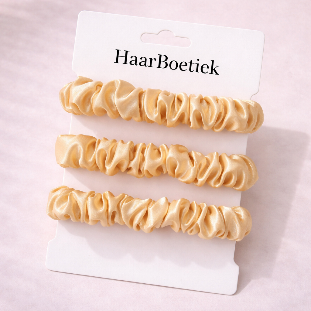 Haar scrunchies set beige - De haarboetiek