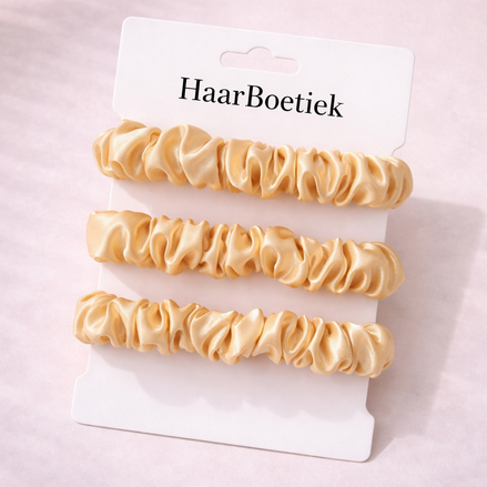 Haar scrunchies set beige - De HaarBoetiek