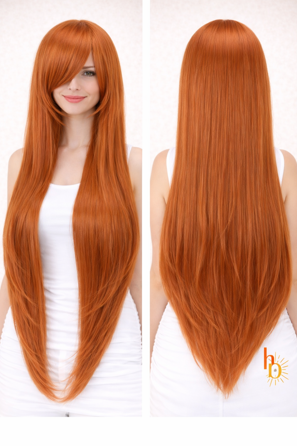Premium dames pruik copper 80cm voor feestlooks en carnaval - De HaarBoetiek