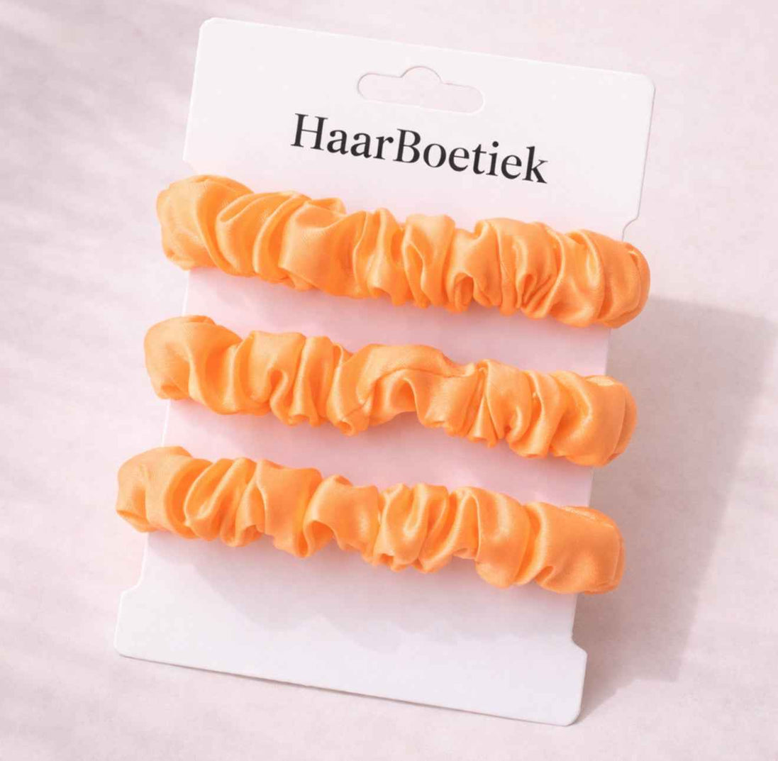 Scrunchies set licht oranje - 3x - de haarboetiek