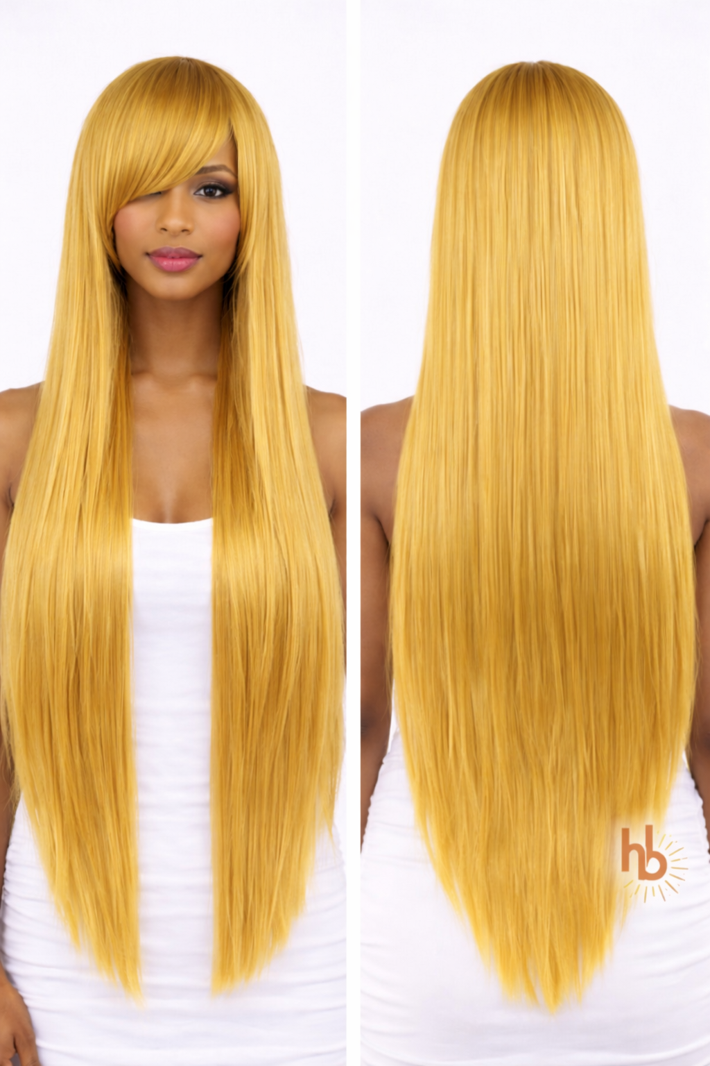 Premium dames pruik goud blond 80cm voor feestlooks en carnaval - De HaarBoetiek