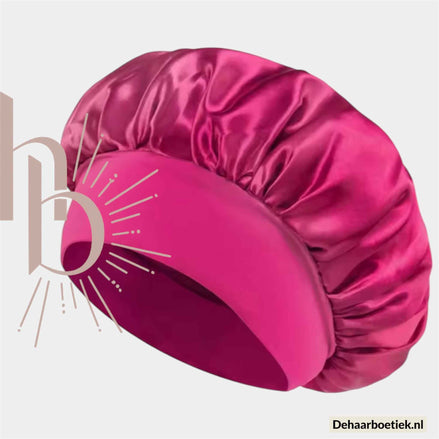 Premium satijnen slaapmuts roze - De haarboetiek alles voor gezond haar